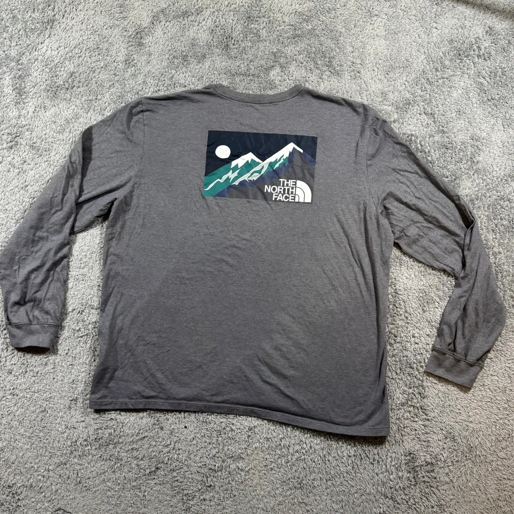 The North Face Long Sleeve Graphic T-Shirt Mens XXL Gray Mountain Circular Tee